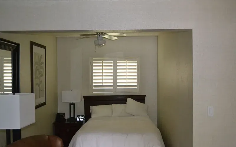 Custom shutters installation in Southern California - Guest Bedroom – White Shutters