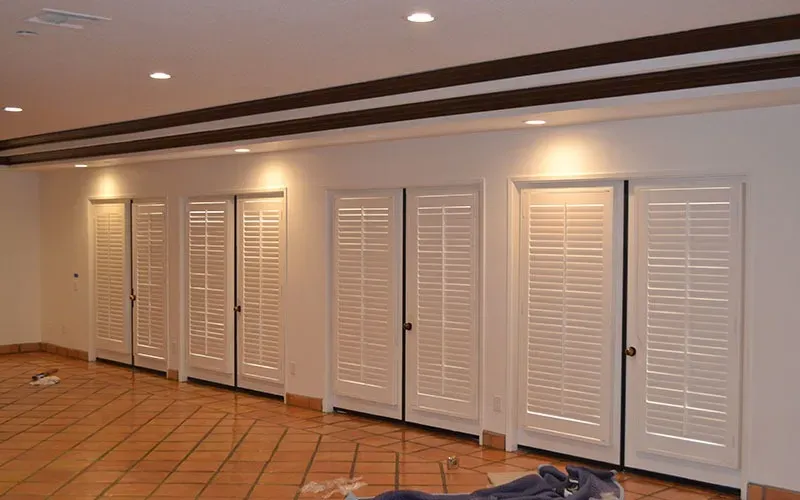 Custom shutters installation in Southern California - Master Bedroom – Full Wall Shutters