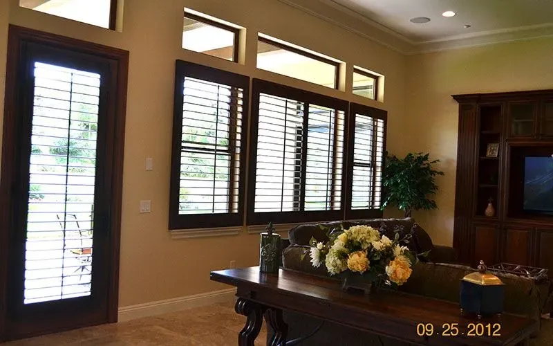 Custom shutters installation in Southern California - Bedroom – Shutters & Drape Combo